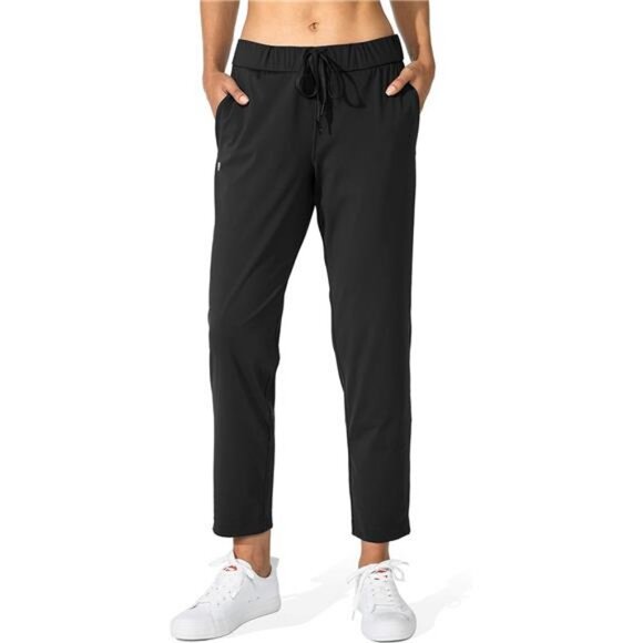 Women's Pants with Deep Pockets 7/8 Stretch Ankle Sweatpants - Picture 3 of 7